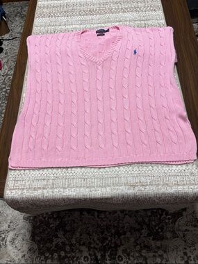 Polo by Ralph Lauren Pink Cable-Knit V-Neck Sweater